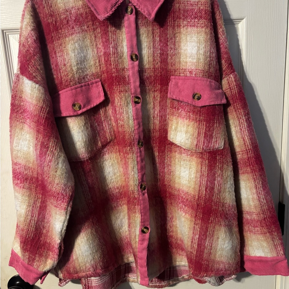 Plaid Pink and Cream Women's Jacket